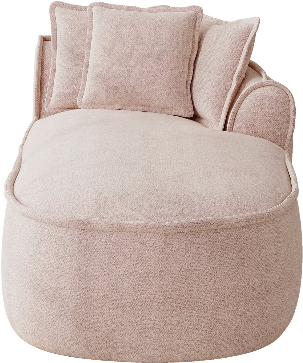 1 Zits Modulaire Sofa - Roze Chenille Chaise Longue - Zachte Lounge Bank Met Kussen
