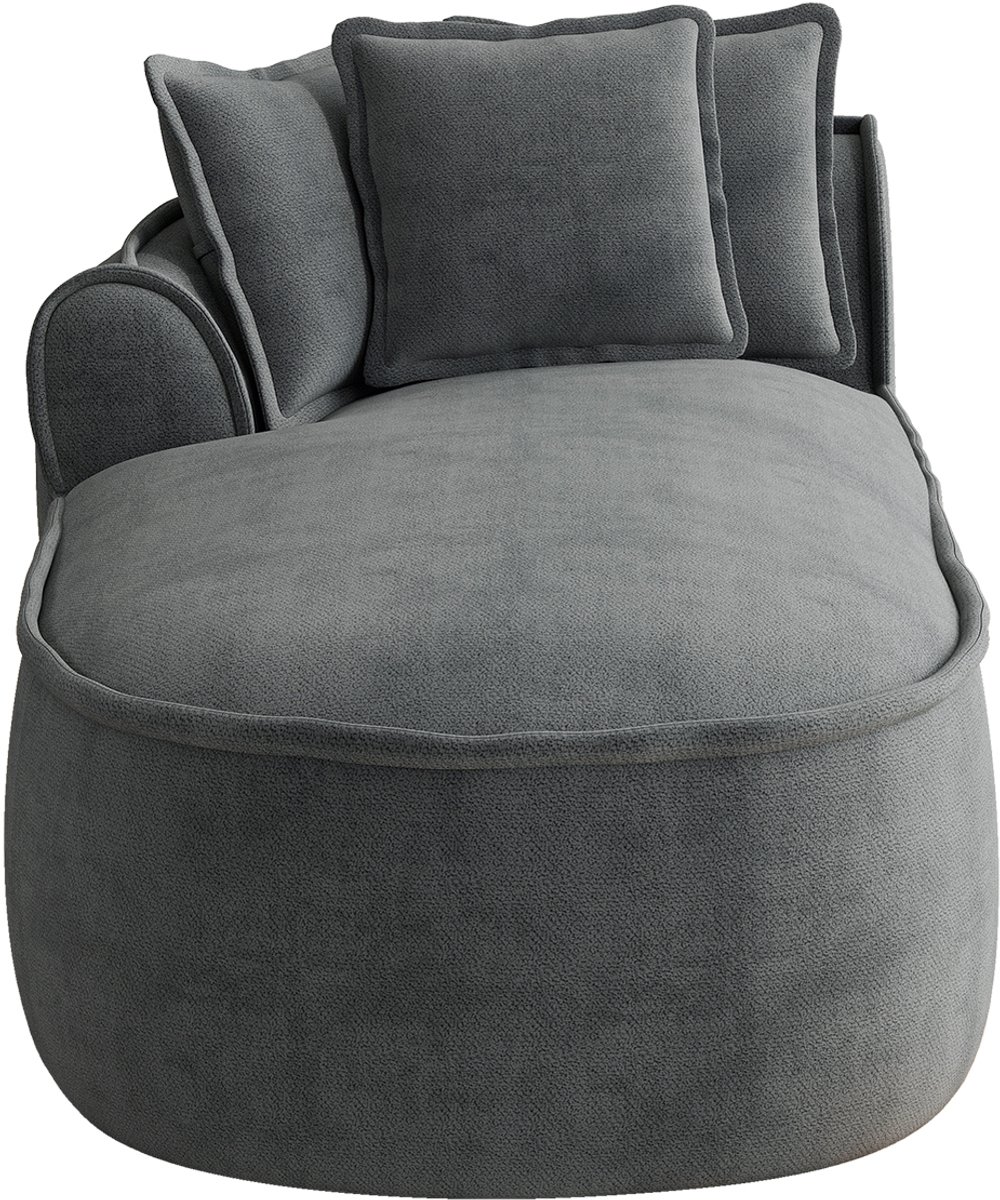 Modulaire Lounge Bank - Chenille Chaise Longue Grijs 1-Zits - Frameloze Sofa Met Kussen, Extra Diepe Zit En Comfortabele Ligbank Voor Woonkamer Slaapkamer En Appartement