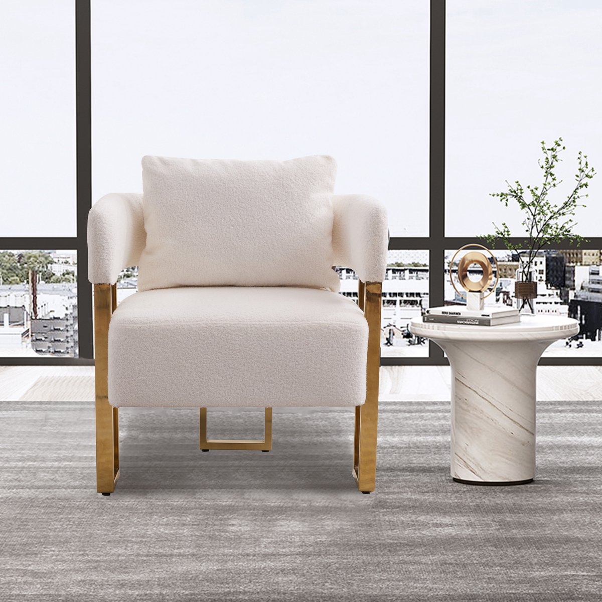 Sofa 68x68x70 cm - Fluweel Sofa Met Multifunctionele Gebruiksmogelijkheden, Wit