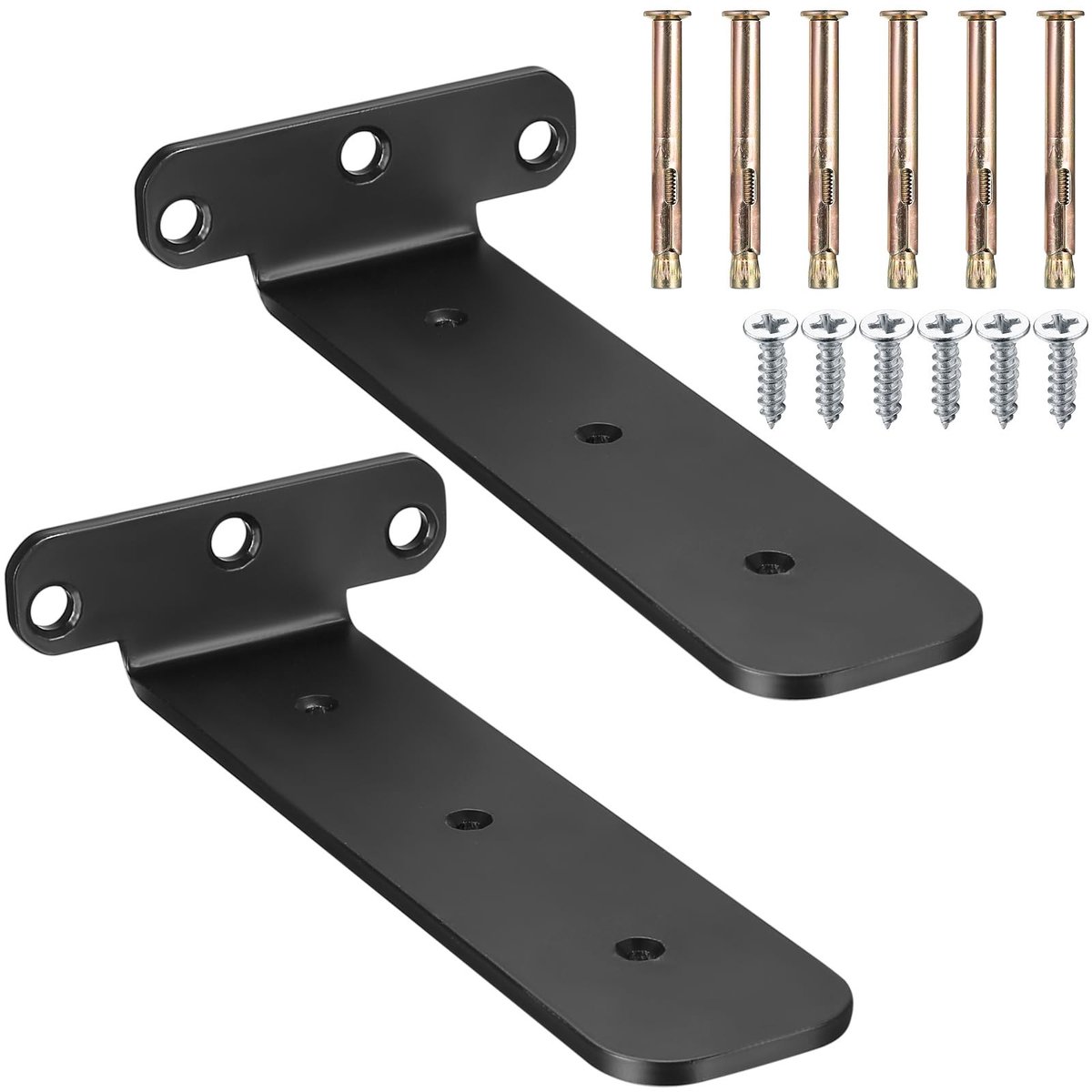 Solidchoice - 2 stuks Zwarte Plankhouders - Zware Belasting Wandplankdragers