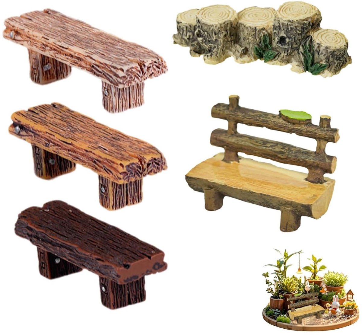 Solidchoice - Miniatuur Tuinmeubels Set voor Fantasie Tuinen
