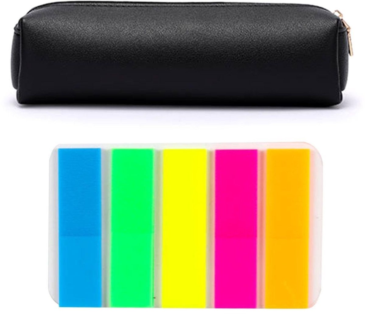 Solidchoice - Zwarte Potloodkas met Index Sticker, 20,5 x 6 x 6 cm