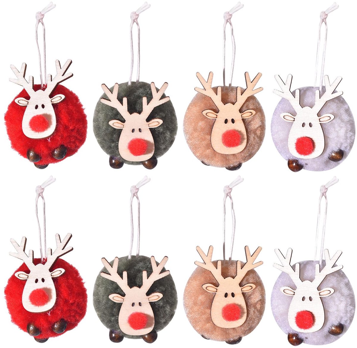 Solidchoice - Set van 8 Kerstboom Hangers met Elk Motief