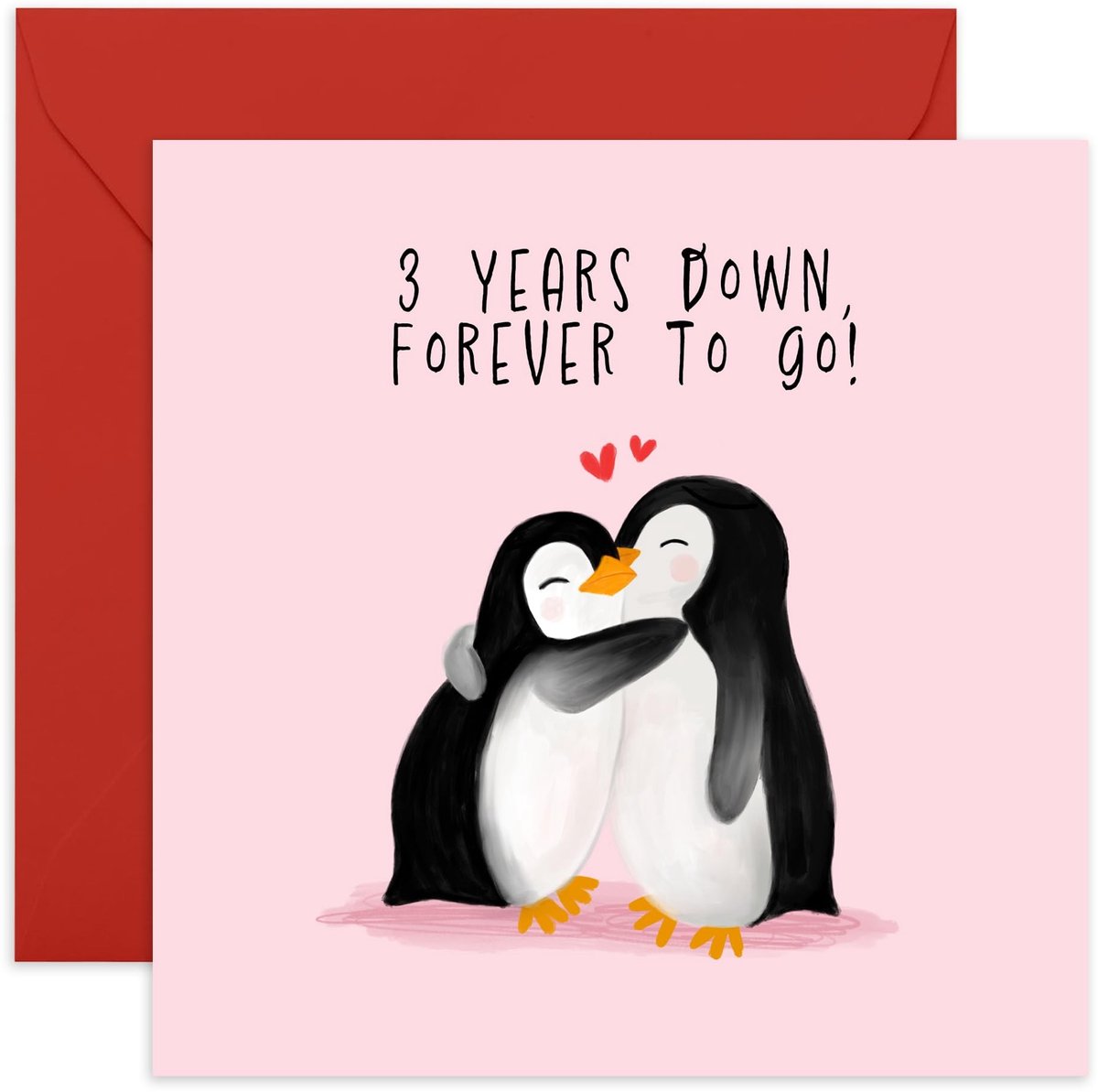 Solidchoice - Pinguïn Trouwverjaardagskaart met Stickers voor Koppels