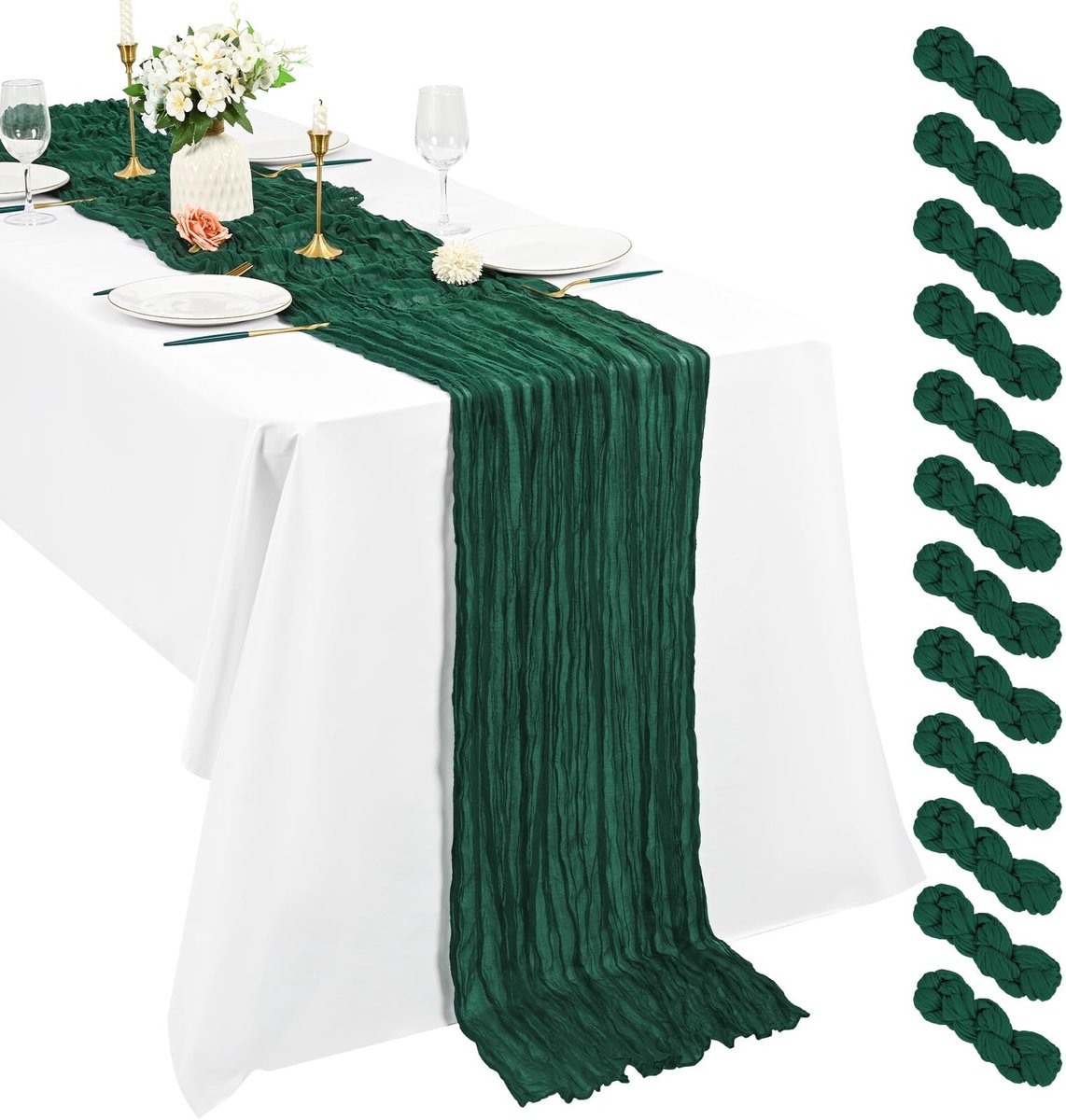 Solidchoice - Set van 12 Smaragdgroene Kaasdoek Tafelrunners - 21 x 120 Inch