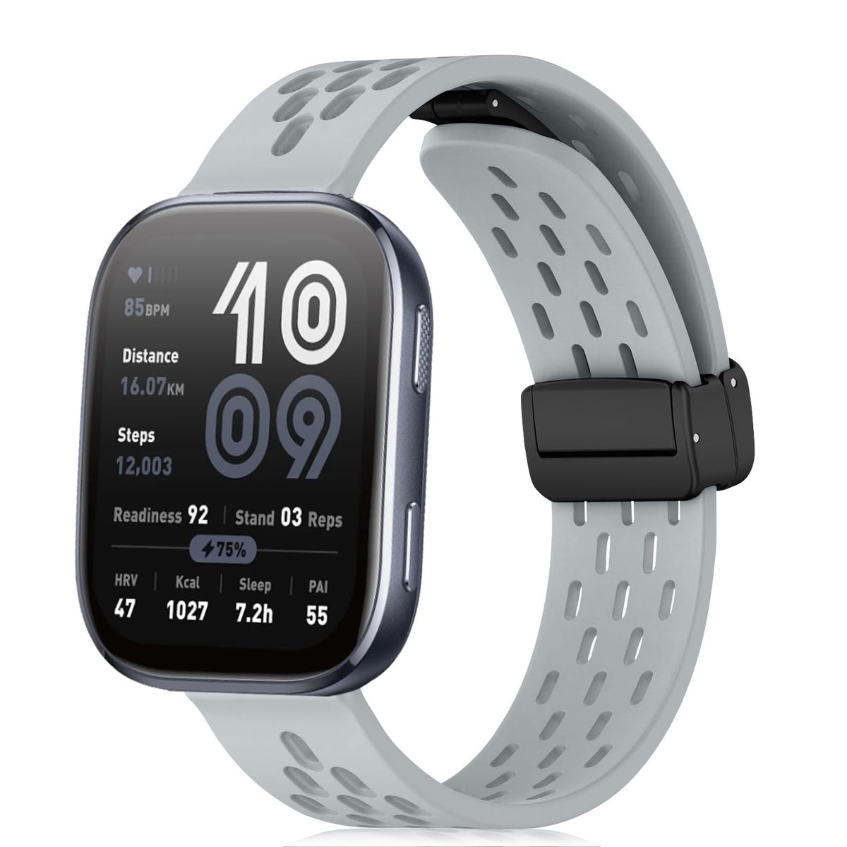 Solidchoice - Lichtgrijze Siliconen Reservearmband voor Amazfit - Magnetische Gesp