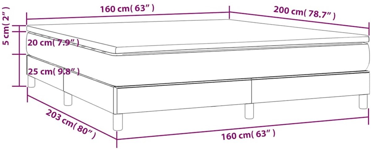 vidaXL - Boxspring - met - matras - fluweel - donkergrijs - 160x200 - cm