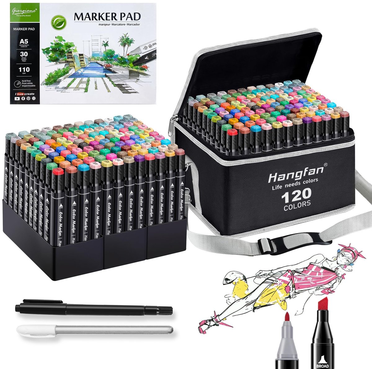Solidchoice - Alcoholgebaseerde Inkt Art Markers Set - 120 Kleuren Dual Tip Markers