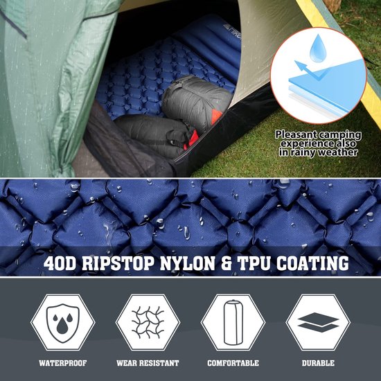 Isolerende opblaasbare luchtmatras voor trekkers en kampeerders - compact pakvolume - ultralicht - geschikt voor camping, reizen, outdooractiviteiten, wandeltochten en strand - turquoise groen van Forclaz — afbeelding 4