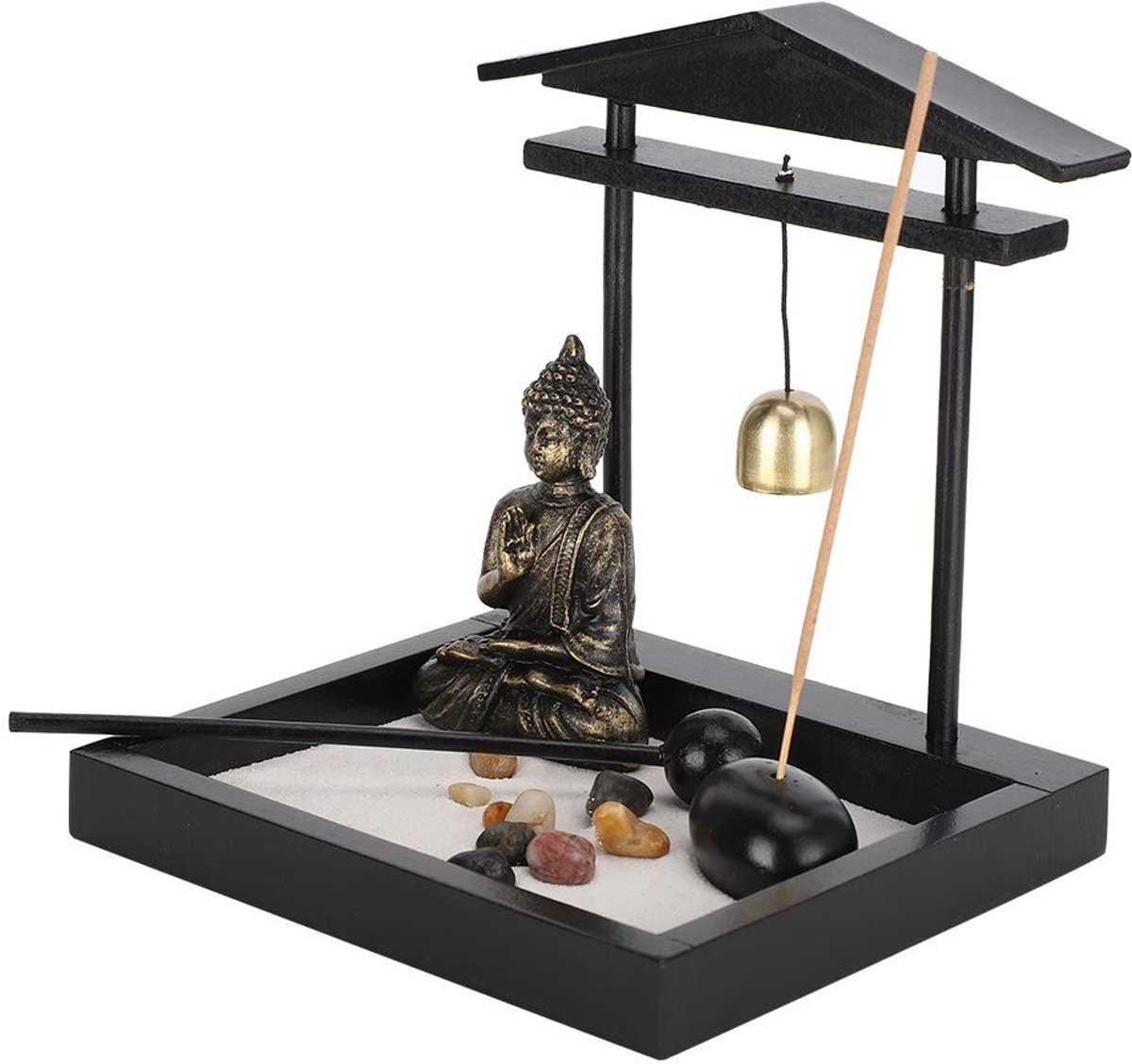Solidchoice - Decoratieve Zen Tuin Set met Boeddha Beeld en Wierookhouder