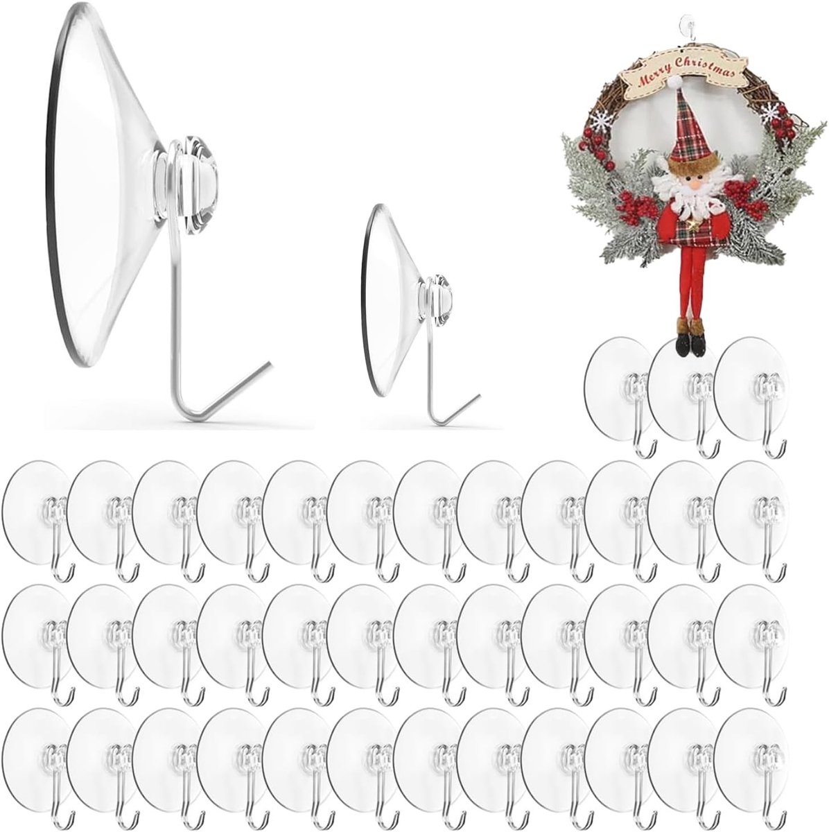 Transparante Zuignaphaken - Transparant - 40 mm - Wandhaken met Sterke Zuignap - Voor Huishoudelijk Gebruik