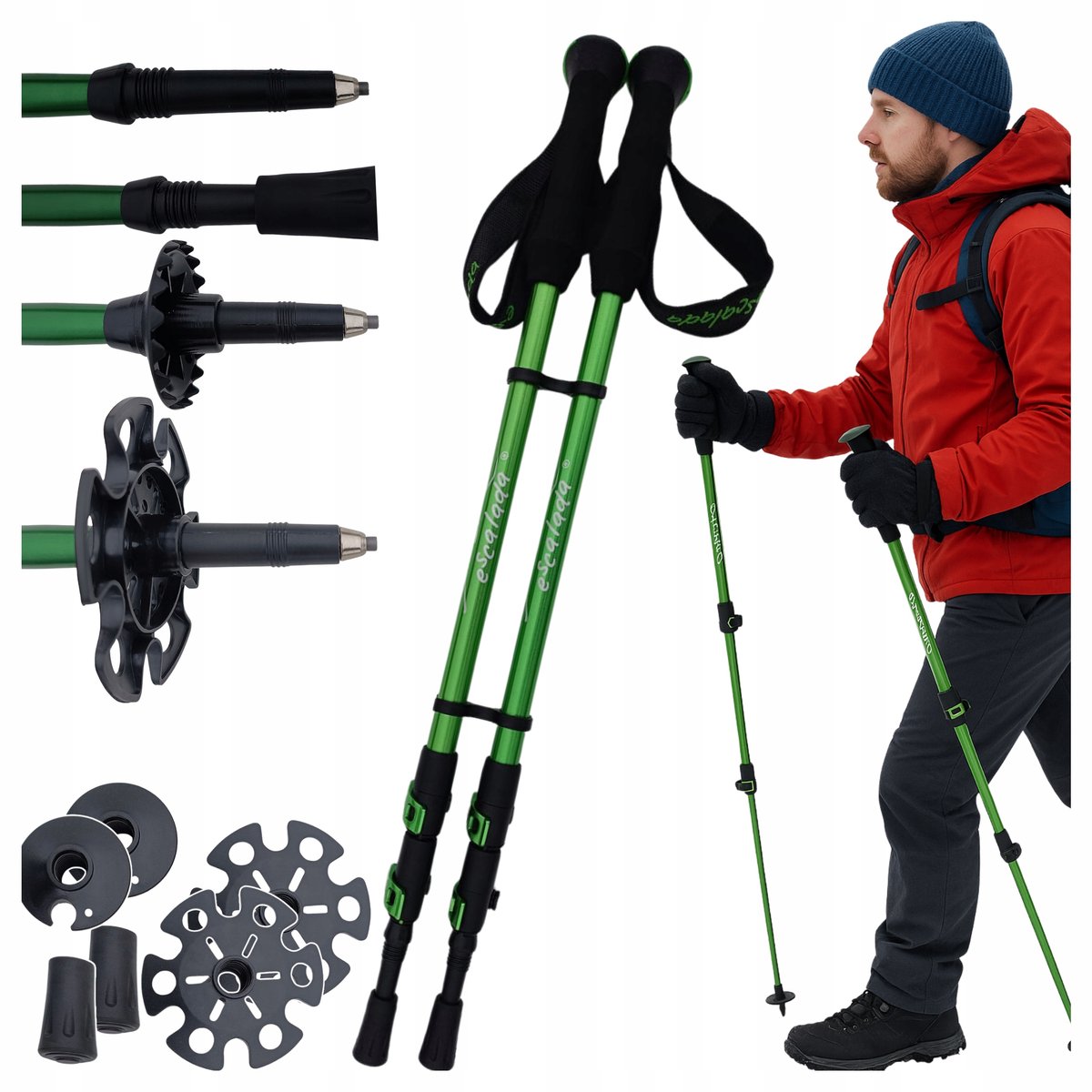 Verstelbare Trekkingstokken Nordic Walking Lichtgewicht Aluminium 61-130cm