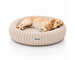 Pecco Orthopedische mand voor grote honden - Extra Dik Gevuld - Uitneembaar Dubbelzijdig Bodemkussen - Traagschuim vulling - Afneembare & Wasbare Hoes - Antislip - Diameter 100 cm - Beige