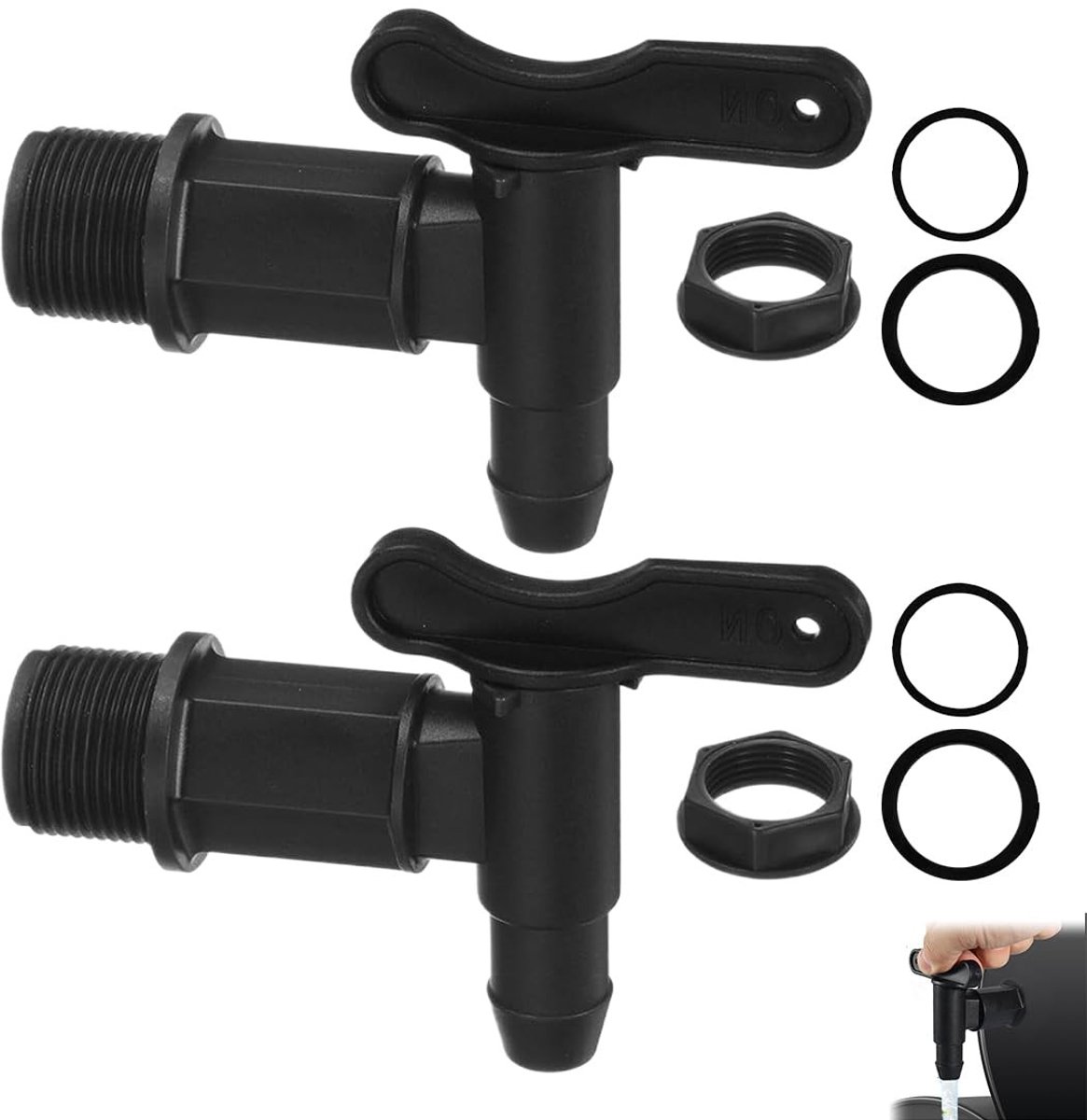 Solidchoice - 2 Stuks Uitloopkraan voor Regenton 3/4 Inch - Kunststof Reservekraan