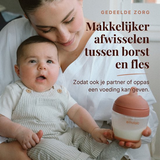 Emulait Classic Glazen Babyfles - Kleur: Deep - Maat: 4 - 240 ml - borstvormig - natuurlijk voeden - anti-koliek - bpa-vrij van Emulait — afbeelding 4