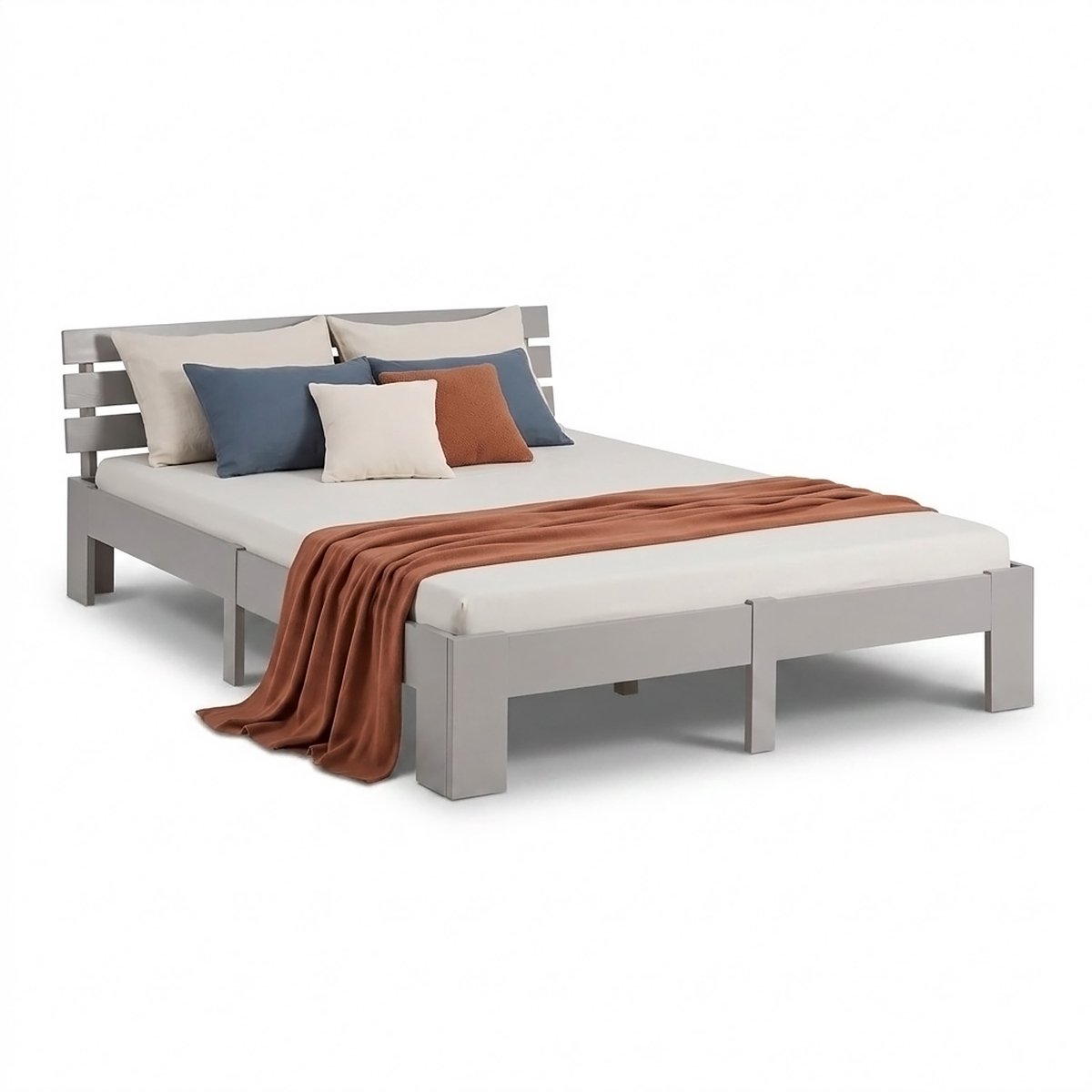 Homestyle4u Tweepersoonsbed - 180x200 cm - Houten bed - Grijs