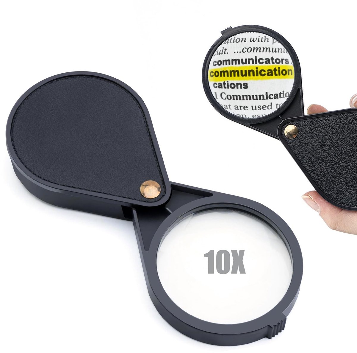 Solidchoice - Draagbare Leesloep met PU-leer Handvat 10x Vergroting