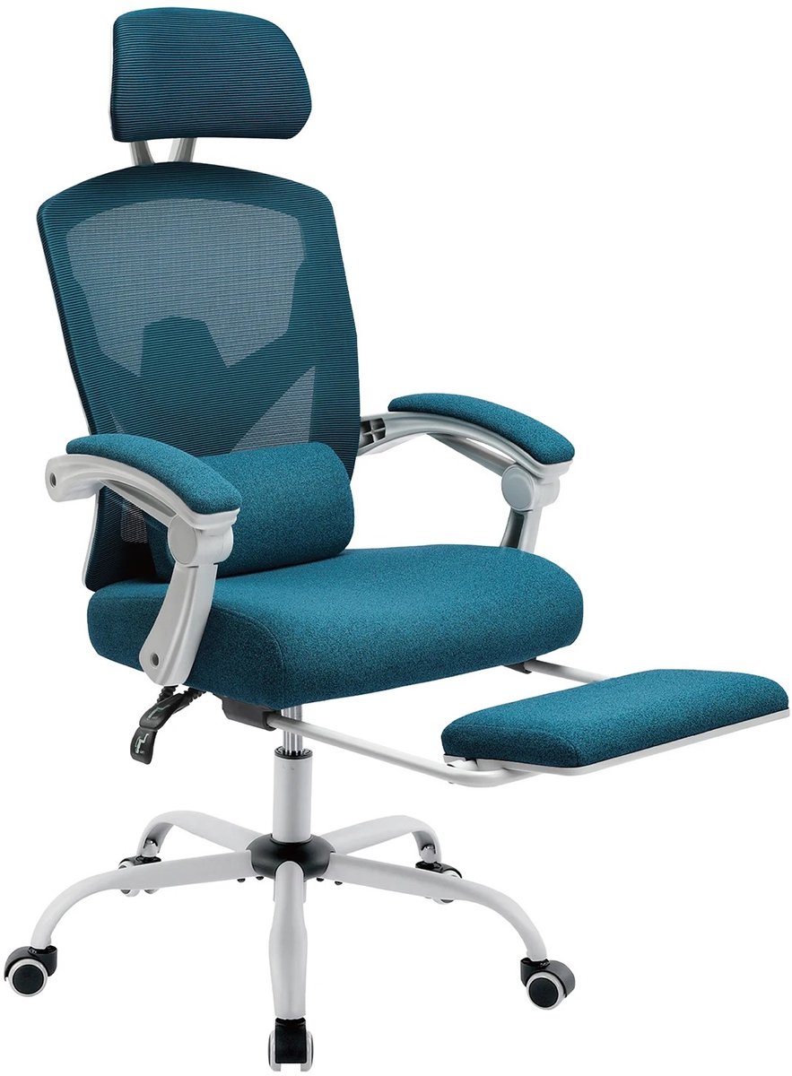 Geargalaxy Bureaustoel - Ergonomische Stoel - Gamingstoel - Computerstoel - Draaistoel - Werkstoel - Hoge Rugstoel - Blauw