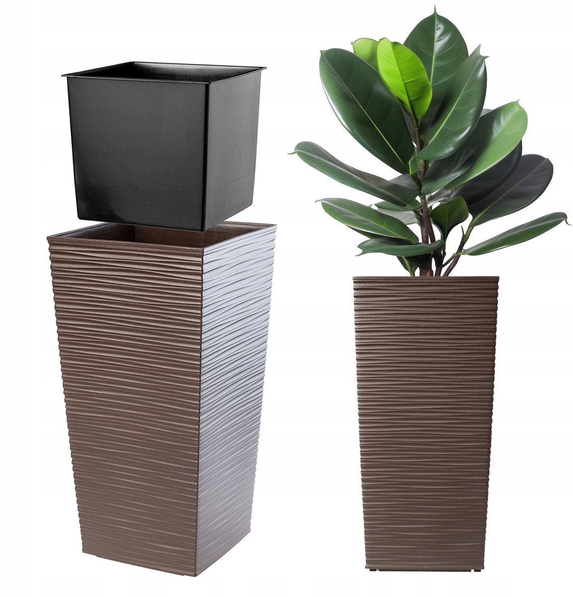 Hoge Terraspot Mokka 29x57cm met inzet - Duurzaam Kunststof