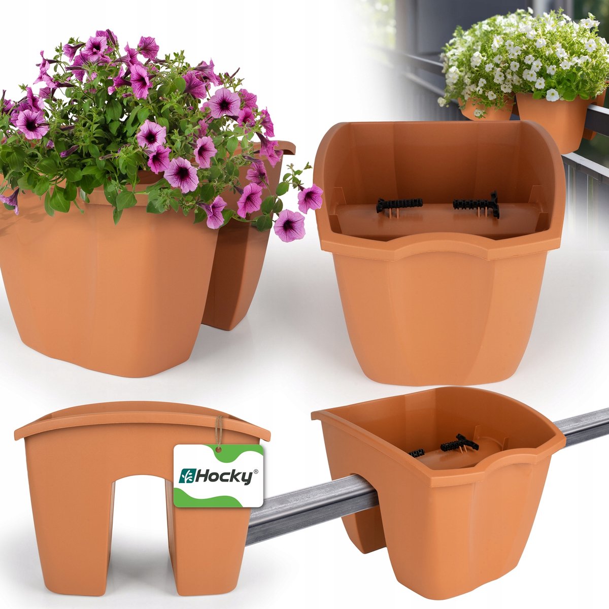 Balkonbak 24 cm - Terracotta bloemenbak voor balustrade