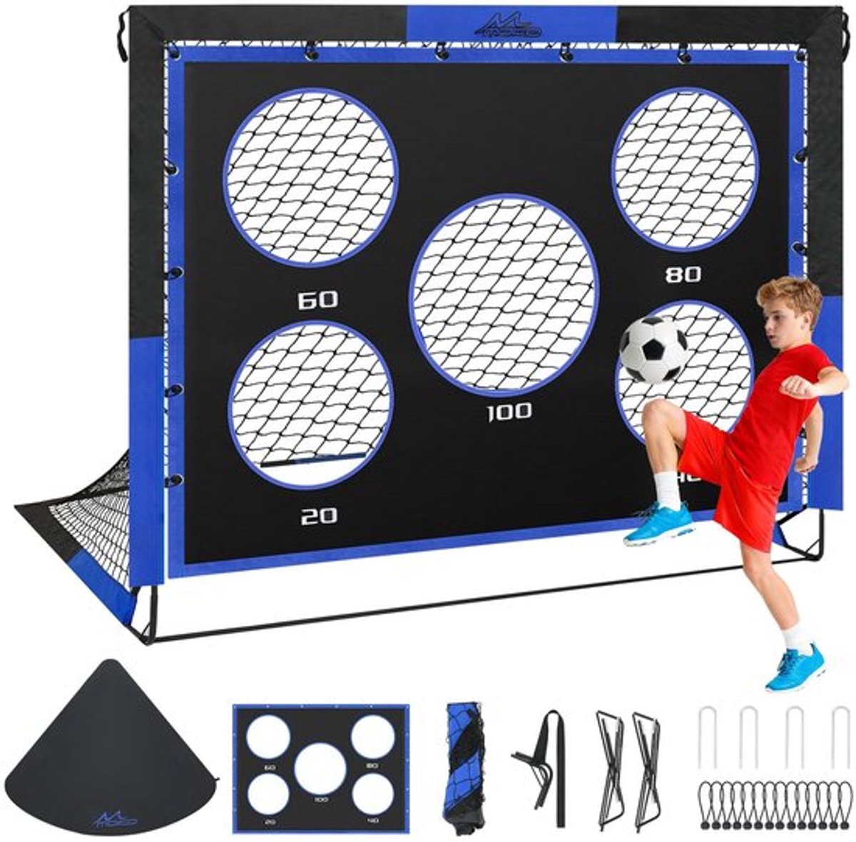 Voetbaldoelen - 5×4 FT Pop Up Goal Net met Doelpaneel - Voetbal Trainingsmateriaal - Portable Sportuitrusting - Voor Kinderen - Buitenactiviteiten - Voetbalnet