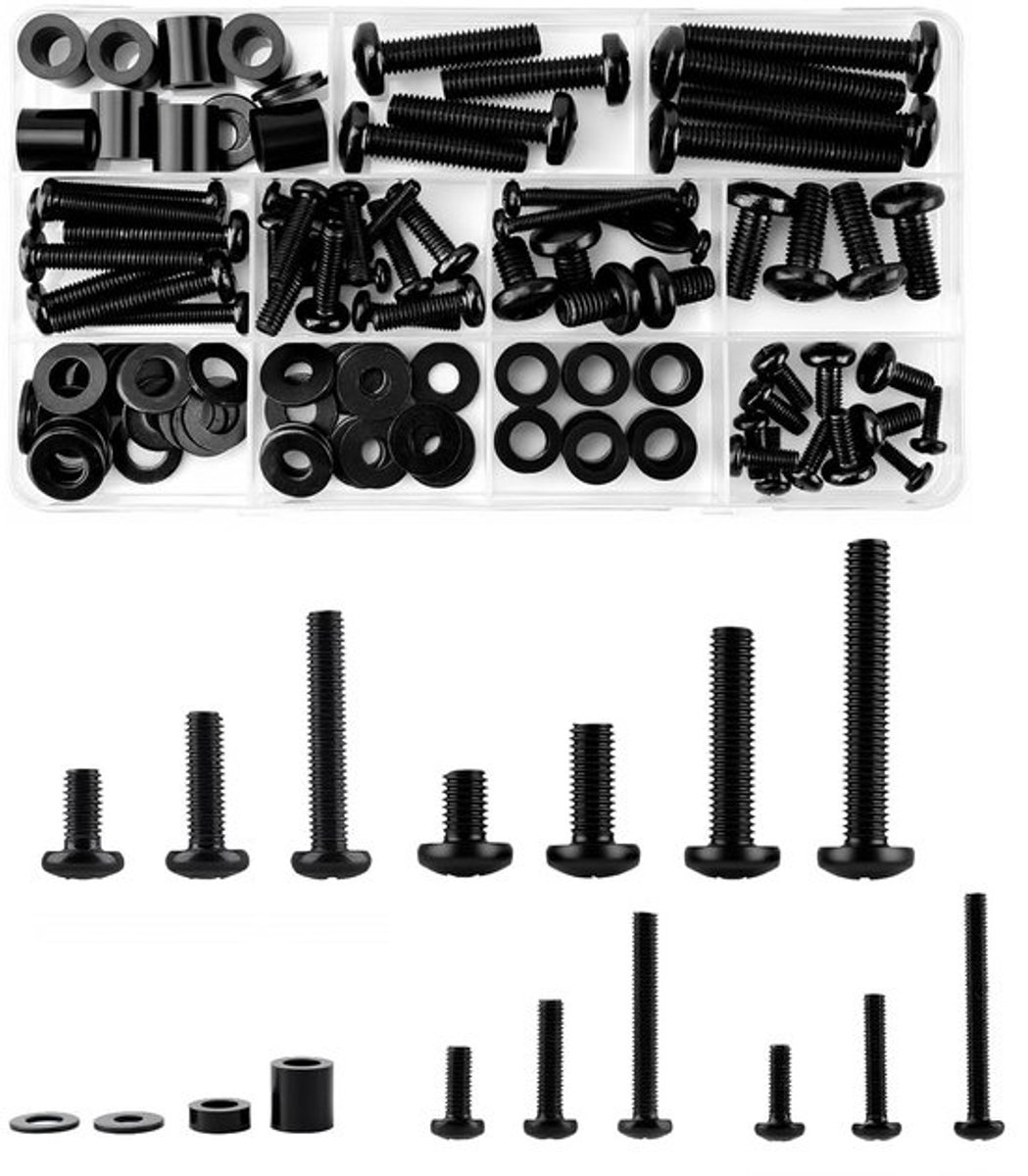 Complete VESA Schroeven Set van 120 Stuks voor TV Beugels en Monitor Steunen - M4, M5, M6, M8 Schroeven voor Wandmontage en Meubelondersteuning