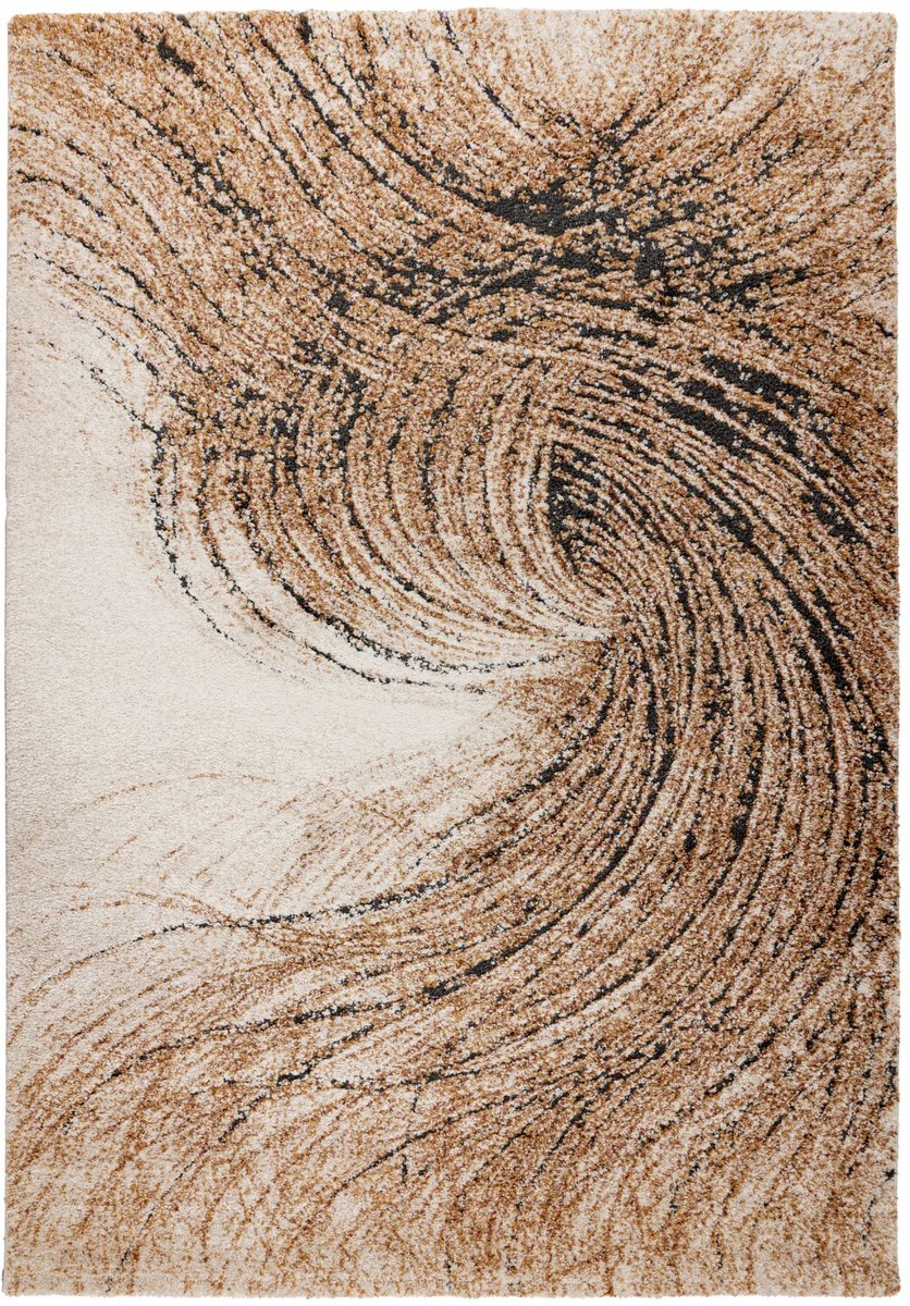 Padiro laagpolig vloerkleed 160 x 230 cm - terra - modern abstract design - geschikt voor vloerverwarming - van polypropyleen en polyester