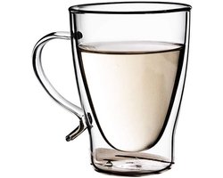 Geïsoleerde Glazen Mok - Dubbelwandige Beker - Warme Dranken Drinken - Hittebestendig Borosilicaatglas - 400 ml - Transparant