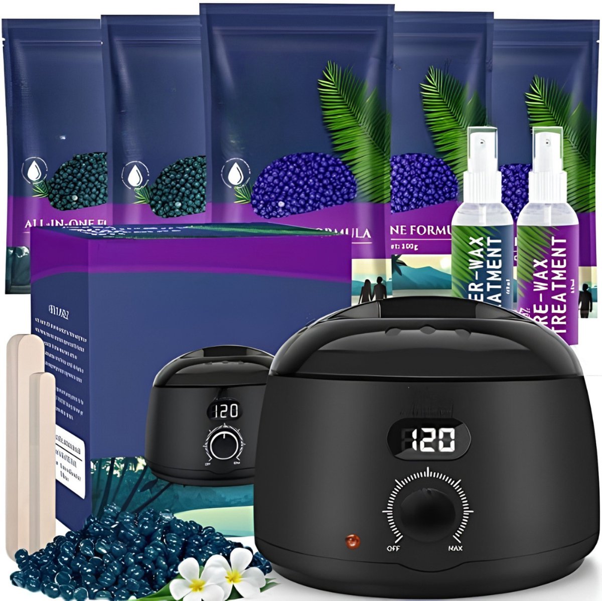 Ploutos® Wax Apparaat - Professionele Wax Kit voor Ontharen - Complete Wax Set met Elektrische Waxverwarmer - Zwart - 21cm x 21cm x 17cm