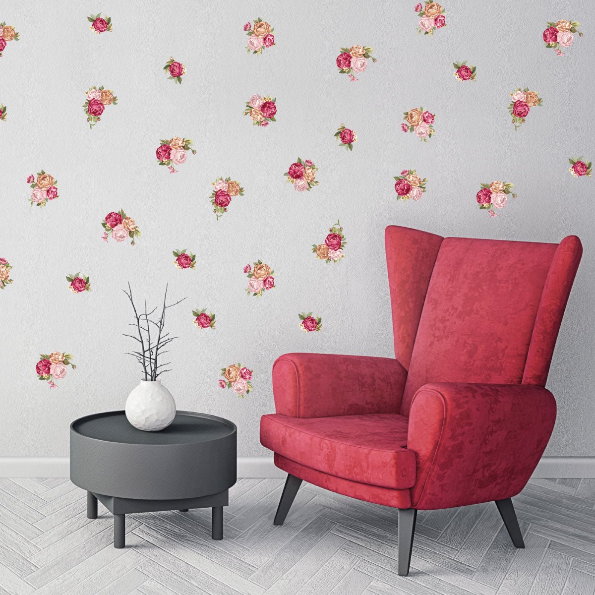 Ambiance Sticker Muurstickers - Rozenboeket - Transparante achtergrond - 20x20cm Multi color