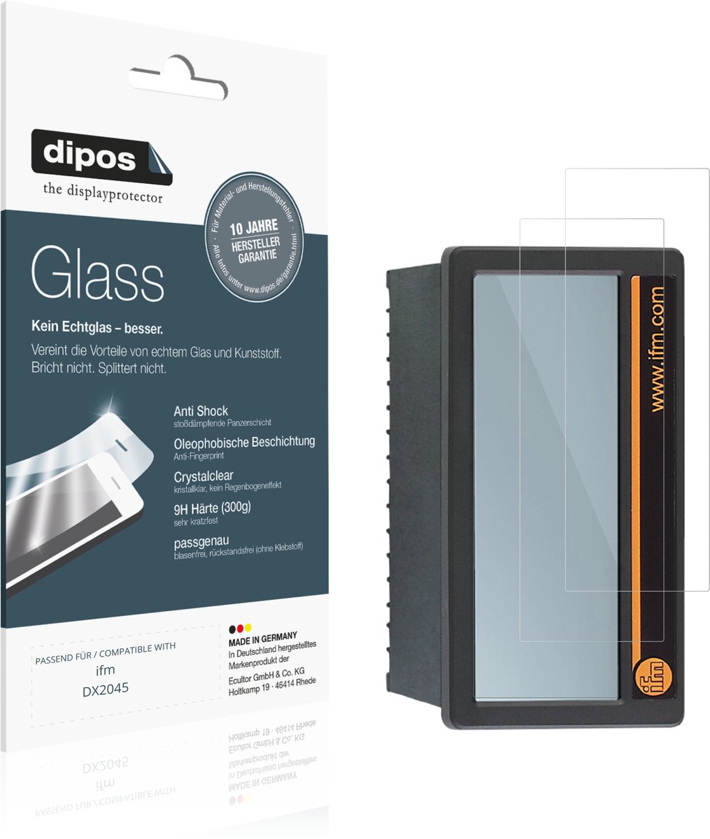 dipos – 2x Pantserfolie geschikt voor ifm DX2045 | 9H Screenprotector