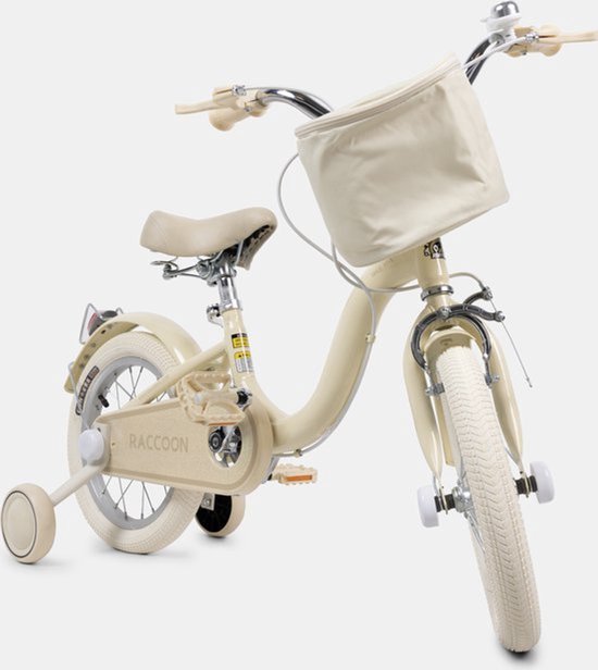 YAR Biky Meisjesfiets - 18 Inch - Kinderfiets met Zijwielen & Stuurtas - Beige van Yar Biky — afbeelding 3