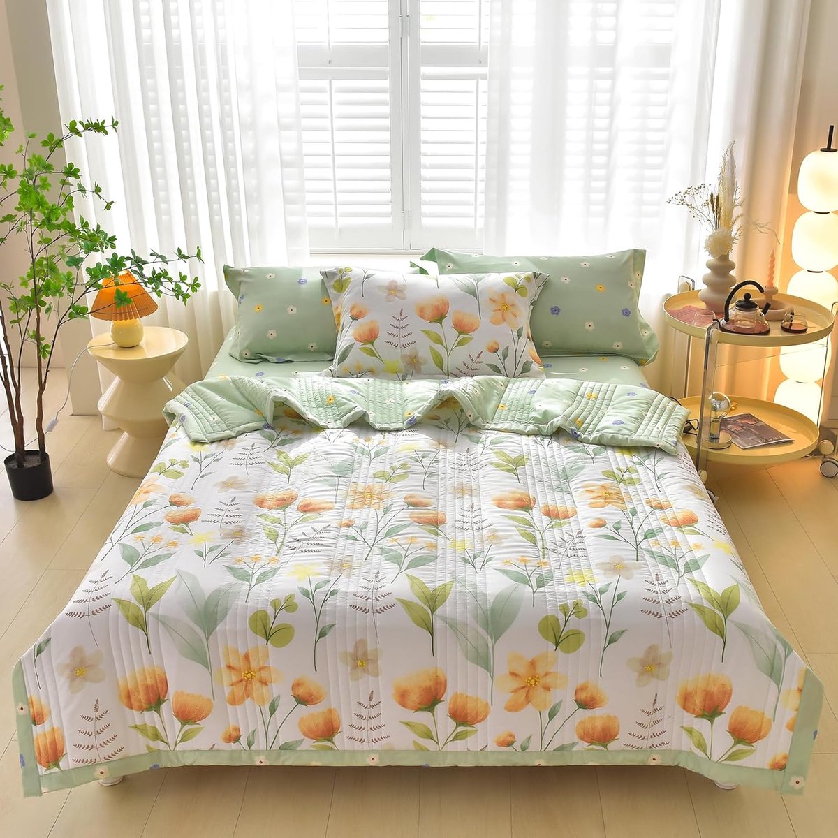 Zomerkoeler dekbed - lichte en zachte dunne reisdeken - wasbaar - microvezel - ademend - slaapkoeling - omkeerbaar design - dekbed (zomer droom - 200 x 230 cm)