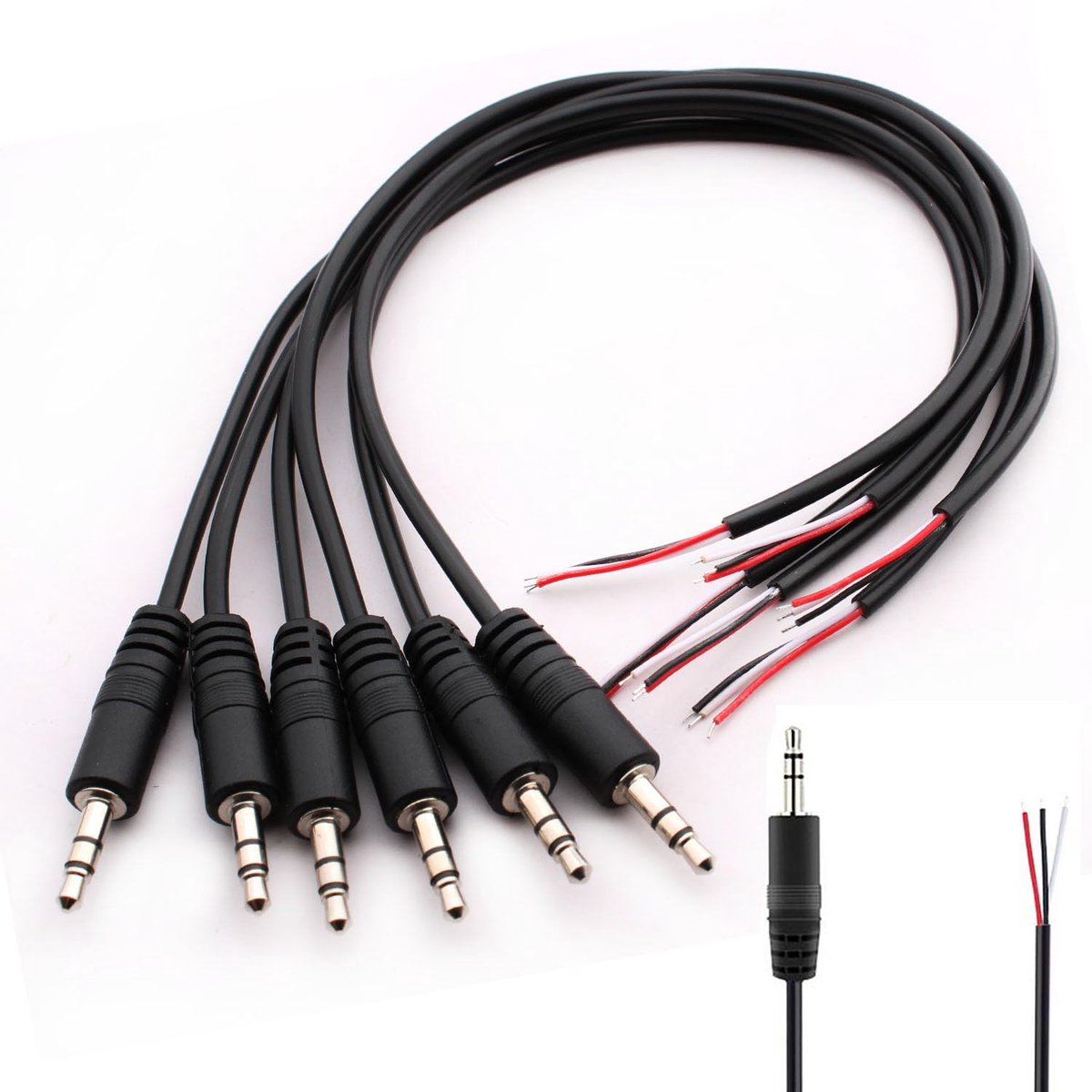 RUNCCI-YUN 6pcs 3.5mmjack TRS 3 Pole Audio Plug for Soldering 3.5mm Mini Stereo Cable for Repair Audio Headphone - ShopVlot