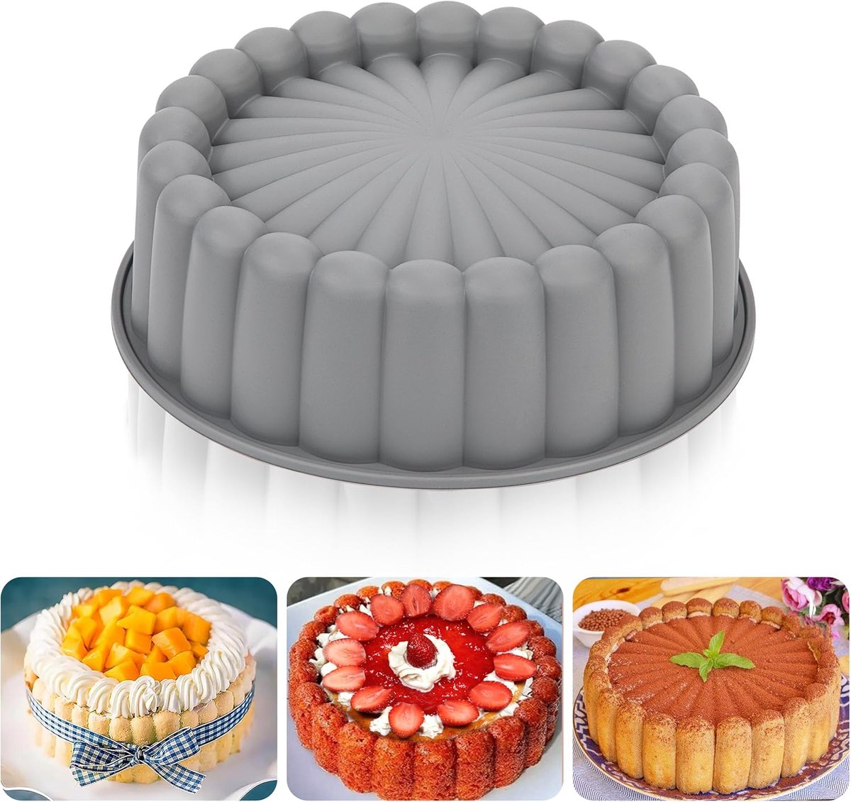 Charlotte Silicone Cake Moulds Non-Stick Round Silicone Molds Reusable Cake Mold for Cheesecake Flan Bread Baking - ShopVlot