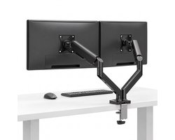 Stane Monitor Arm 2 Schermen met Gasveer – Dubbele Monitorarm Duo Deluxe – Monitor Beugel 13 t/m 32 Inch – Kabelgoot – VESA 75x75/100x100 – Zwart