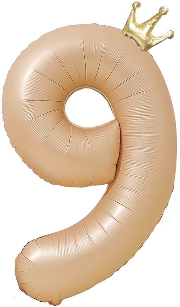 Solidchoice - 40 Inch Caramel Crown Ballon Nummer 9 voor Feesten