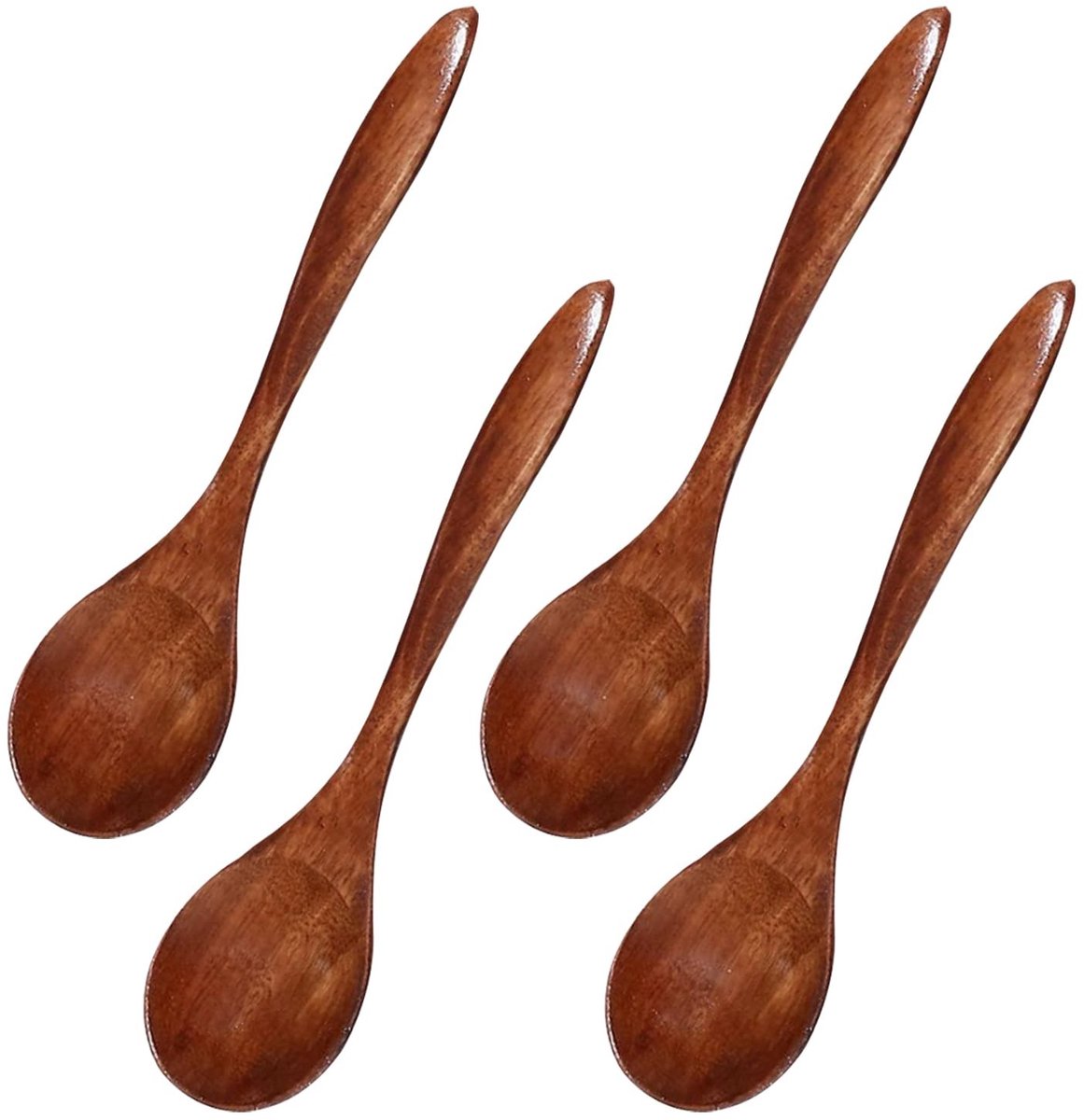 Solidchoice - Set van 4 Houten Theelepels voor Koffie en Thee