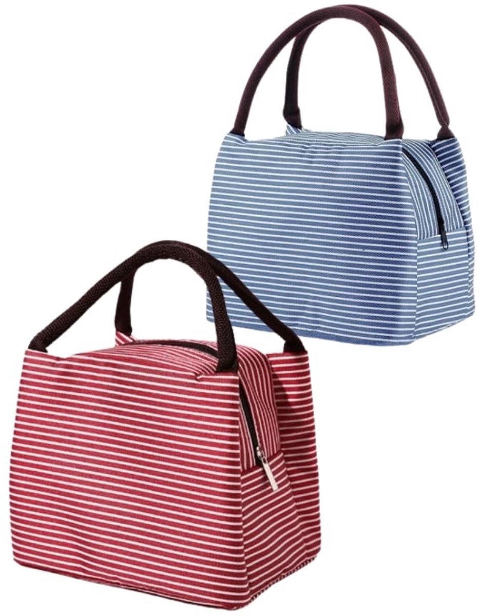 Solidchoice - 2 Thermische Lunchtassen voor Kantoor en Picknick - Blauw en Tibetaans Rood