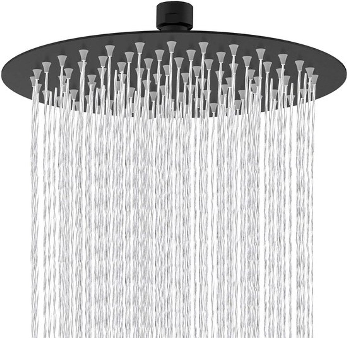 Ronde Douchekop 12 Inch van 304 RVS met Zwart Afwerking en 180° Rotatie voor Krachtige Hoge Druk Spray in de Badkamer