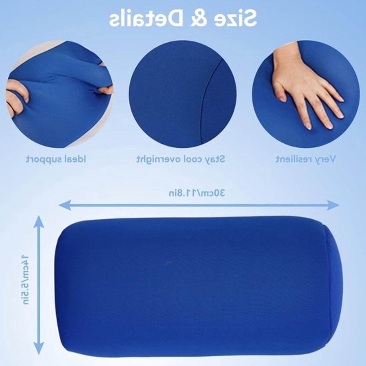 Verstelbare Neckersteun Kussen voor Thuis en Reizen - Ronde Cervicale Roller en Flexibele Bead Kussens in Blauw voor Optimale Ondersteuning