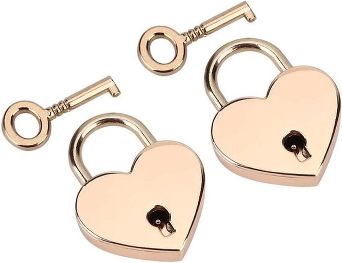 Hartvormig Hangslot Met Sleutel - Set van 2 - Klein Hangslot Voor Bagage Dagboek Sieradendoos .