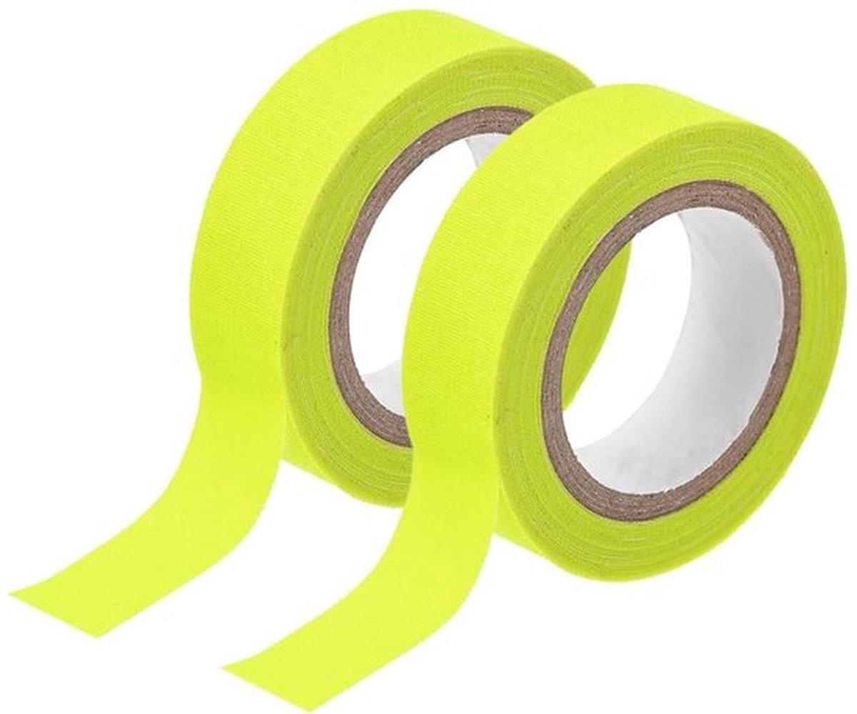 2 rollen neon gaffa-stoffen tape, 2,5 cm x 40 m - Lichtband fluorescerend plakband voor feest- en woondecoratie - Geel - Decoratieve tape met opvallende kleur