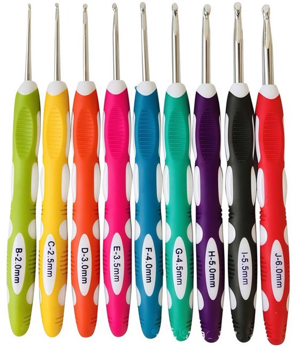 Haak Set 9 Stuks - Aluminium Haken - Ergonomisch Ontwerp - Antislip Handvatten - Gehaakte Haken - Ideaal Cadeau - Haaknaalden
