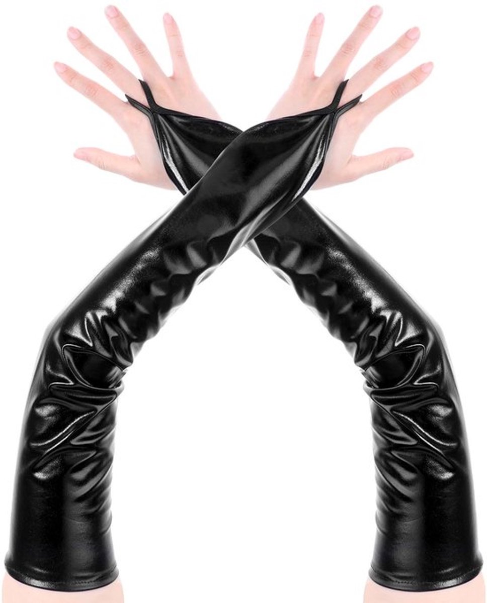 Vingerloze Handschoenen Elegante Lange Elleboog - Zilveren Vingerloze Handschoenen - Dameshandschoenen - Comfortabel en Duurzaam - 50 cm Lengte - Avondhandschoenen