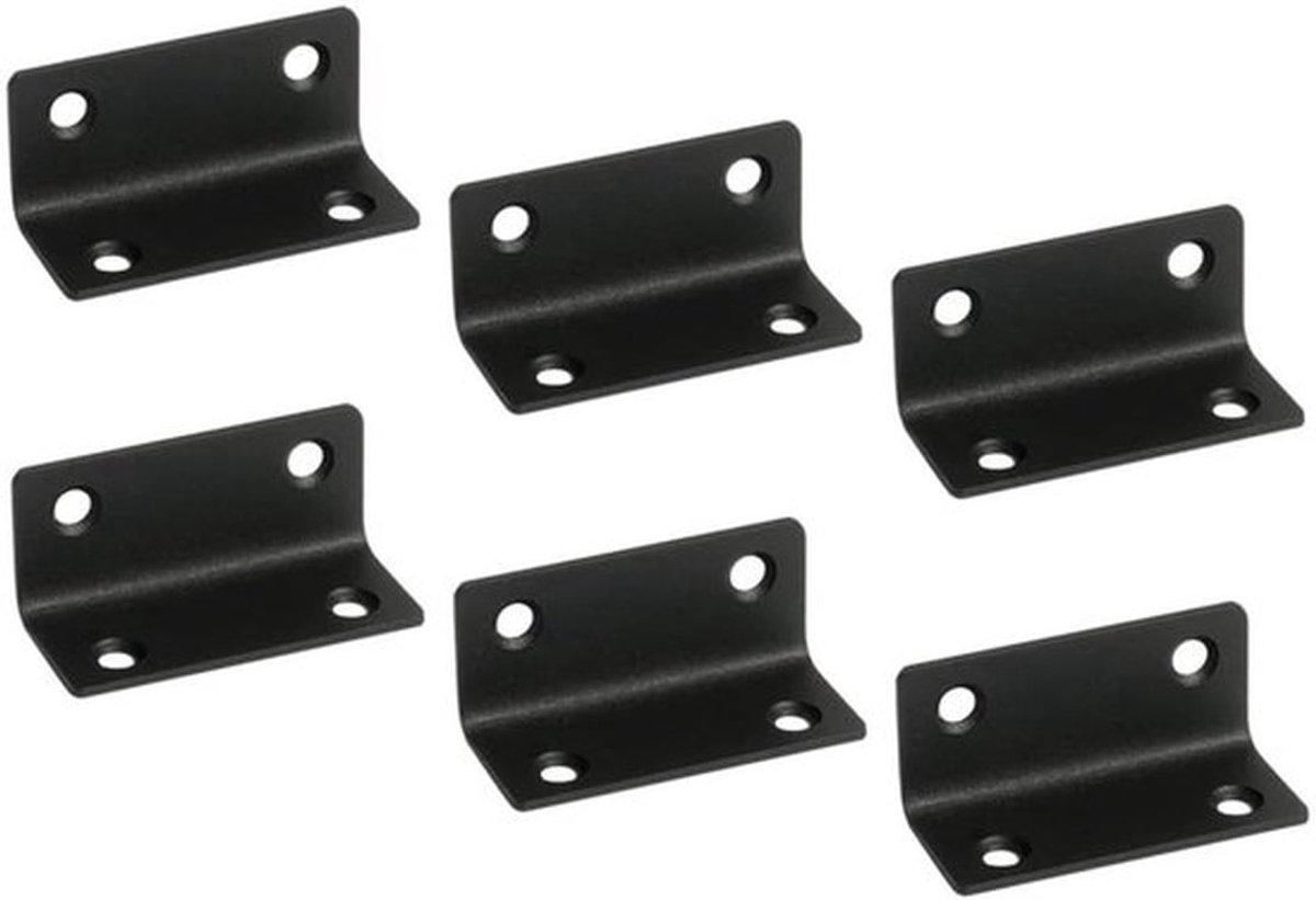 6 Stuks Haakse Beugels Roestvrij Staal - Zware L-Vormige Beugels - Sterke Draagkracht - Zwart - Plank Steunen - Voor Meubels en Ramen