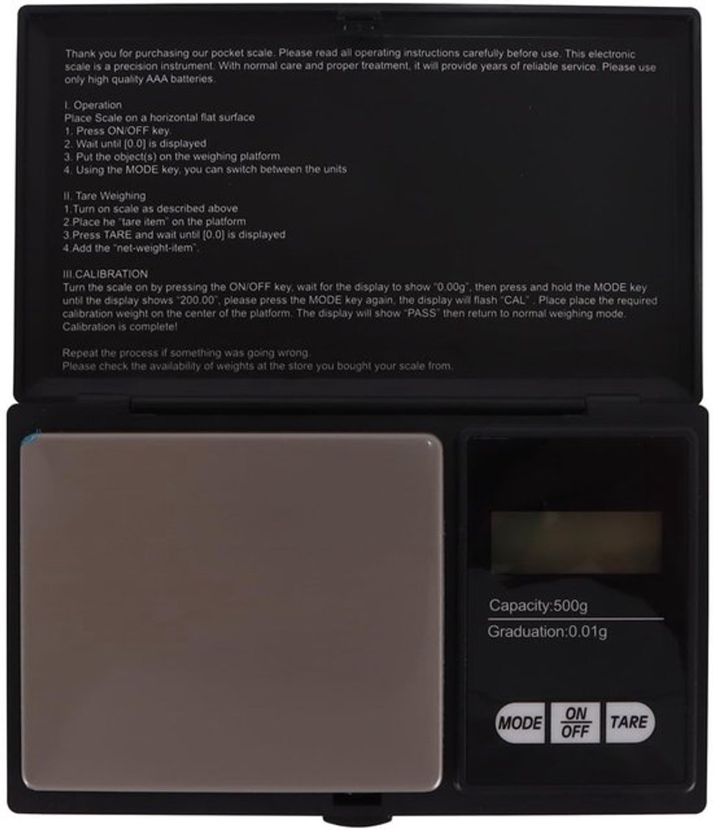 Digitale Precisie Keukenweegschaal - Sieradenweegschaal - Verlichte Display - 500g/0.01g - Nauwkeurige Meetapparatuur - Multifunctioneel...