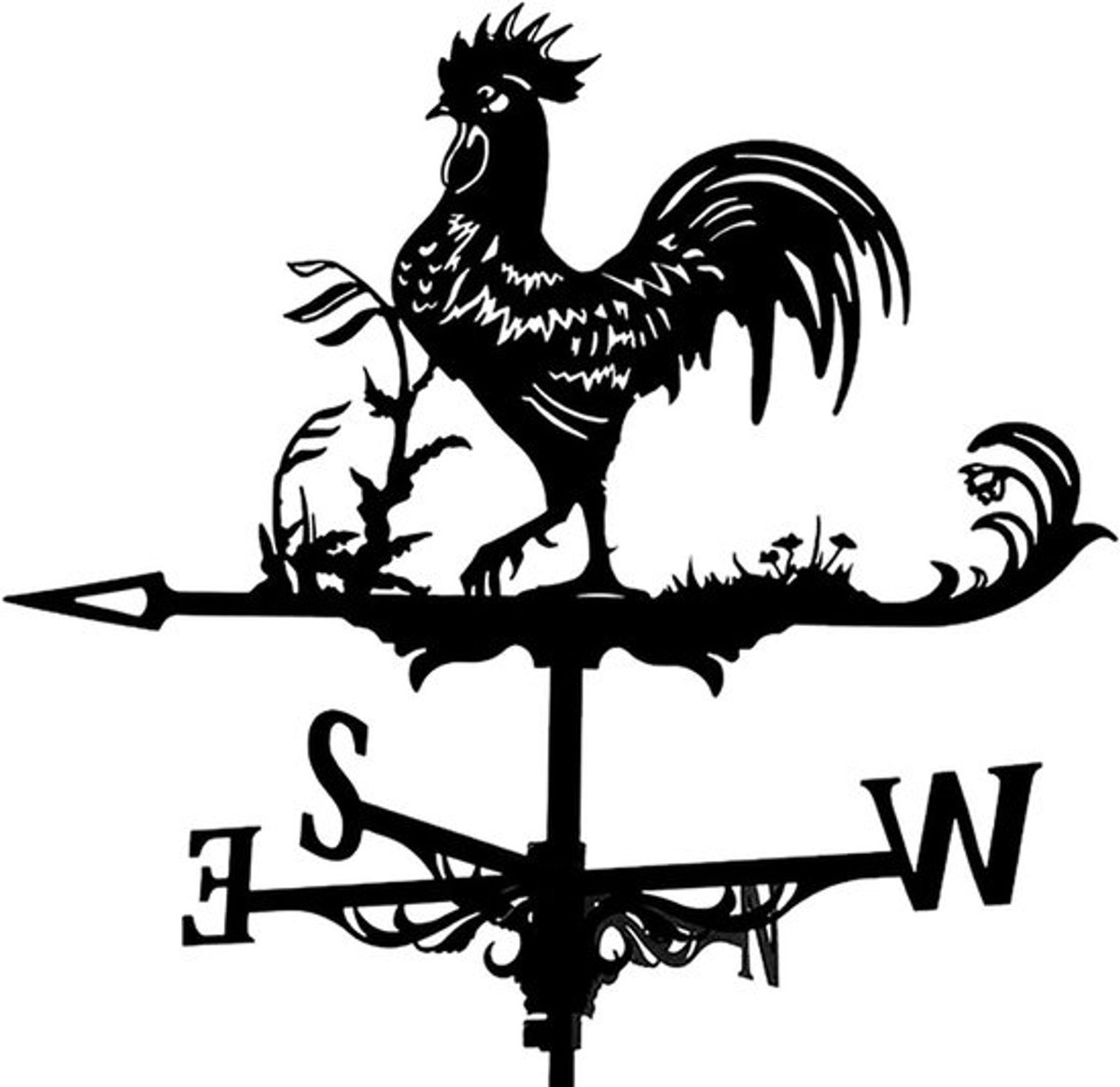 Vintage windwijzer voor buiten decoratie - Windrichtingaanwijzer - Retro design - Metaal - Tuin - Dak - Paddock - Geschikt voor buiten - Zwart