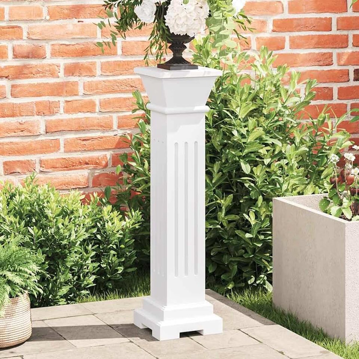 Antiek, wit, MDF, vierkante standaard | Grote hoofdstad, eenvoudige reiniging, voor slaapkamer, woonkamer, terras, klassiek design