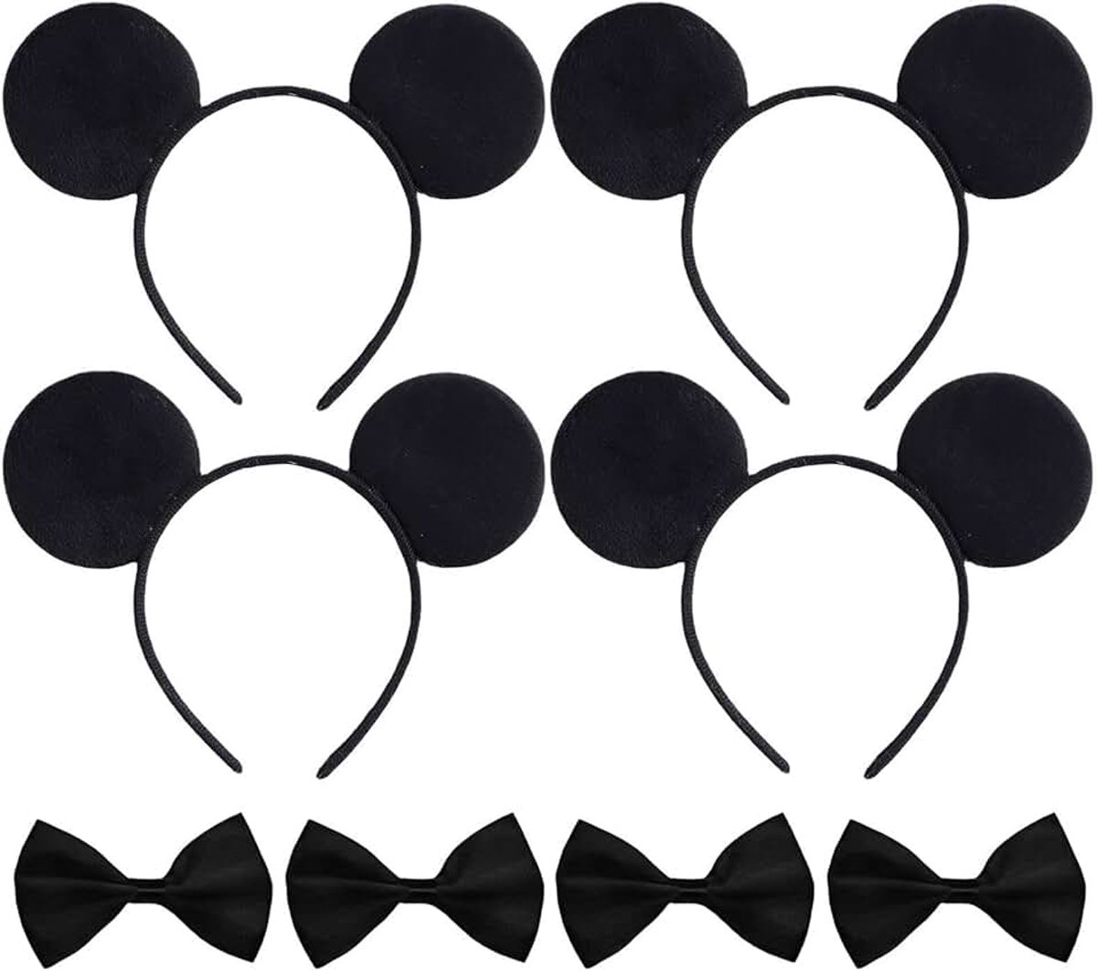 4 Stukken Muis Haarbanden En 4 Stukken Gebogen Decoraties, Rollenspel Haaraccessoires, Creatieve Haaraccessoires, Feestkostuumaccessoires.